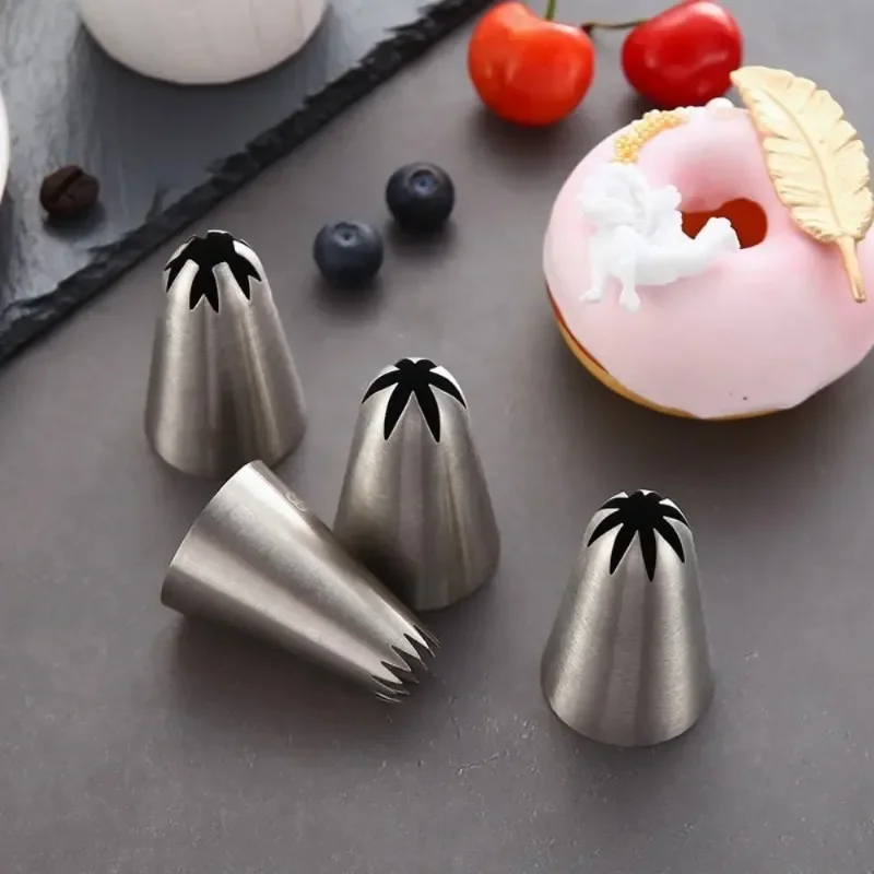 5PCS/Set Large Round Multi-Toothed Set Mounted Mouth Set Cake Biscuit Cream Baking Tools 304 Stainless Steel Baking Tools