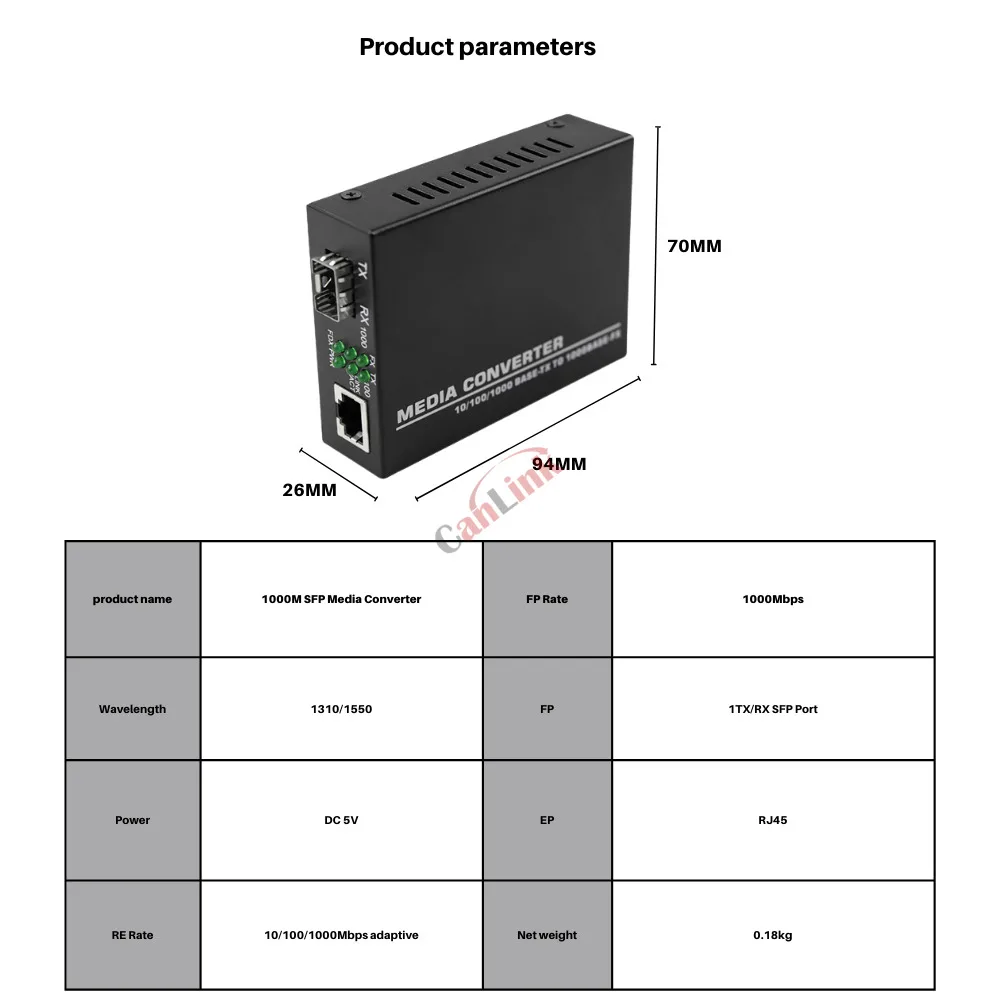 Imagem -03 - Gigabit Media Converter Sfp Transceptor Módulo 20km 1000mbps Rápido Ethernet Rj45 para Fibra Óptica 1sfp 1e Switch Porto lc 1pair