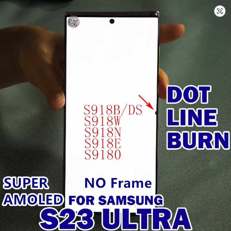 Écran tactile de remplacement Ori Defective Works Well 120Hz pour Samsung S23 ULTRA S23U 5G S918B S918U SUPER AMOLED Dot Line Display