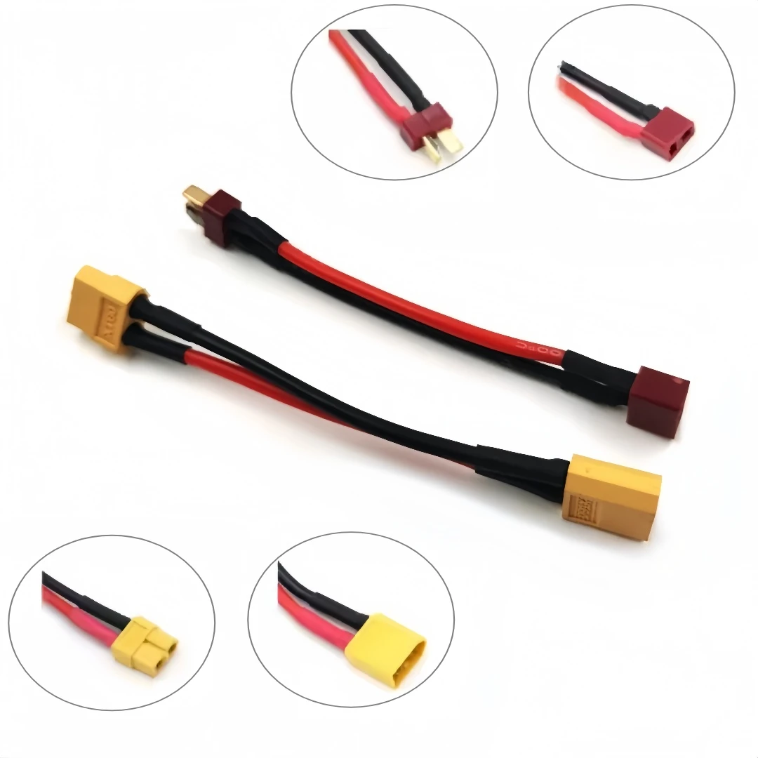 

Deans T plug/XT60 Female to Male XT60/T Connector Adapter 100mm 14AWG Extension Cable Leads Adapte For RC Lipo Battery
