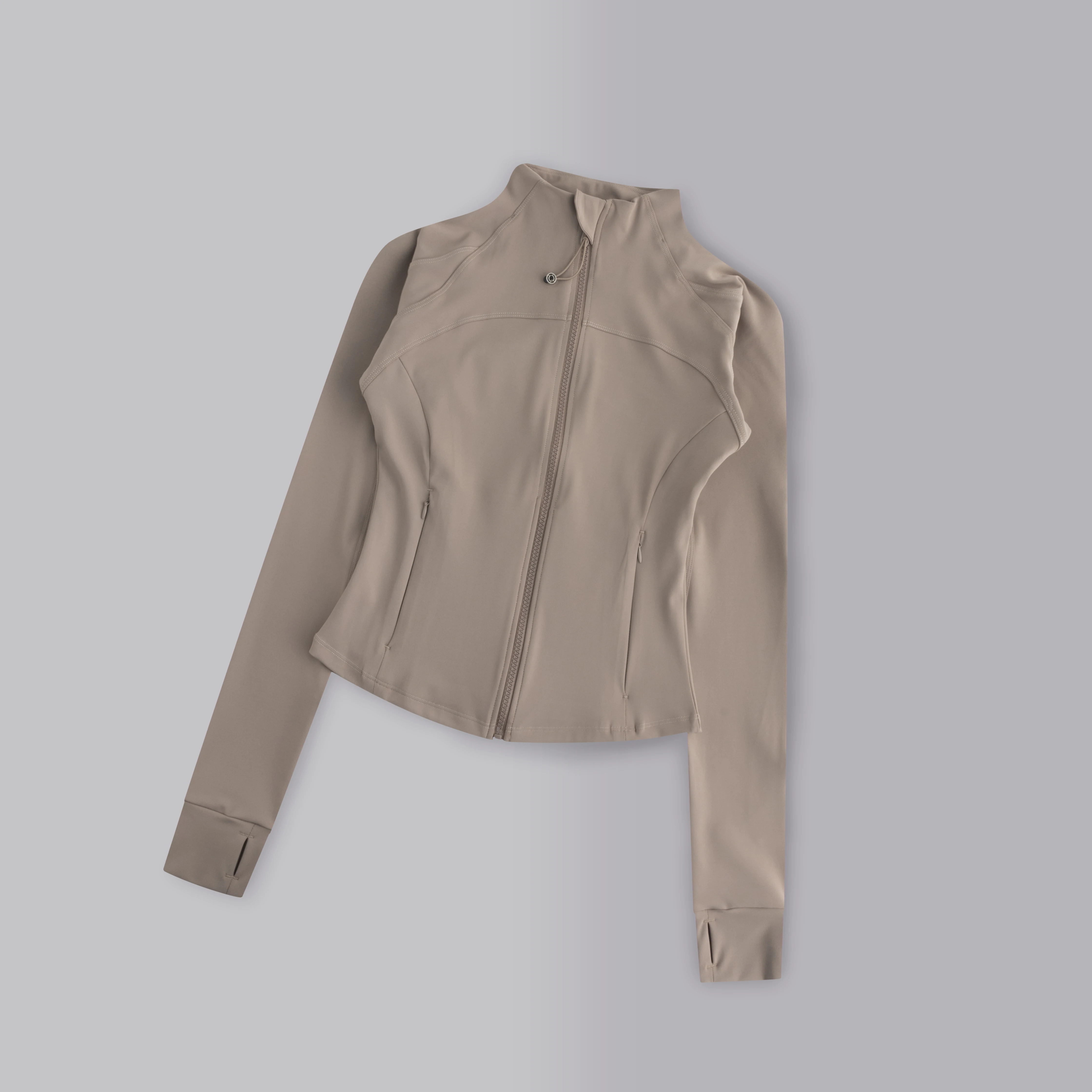 Gym Women's Full Zipper Yoga Top With Thumbholes Fitness Running Jacket Stretch Fit Long Sleeve Round Neck Top Sportswear image 5