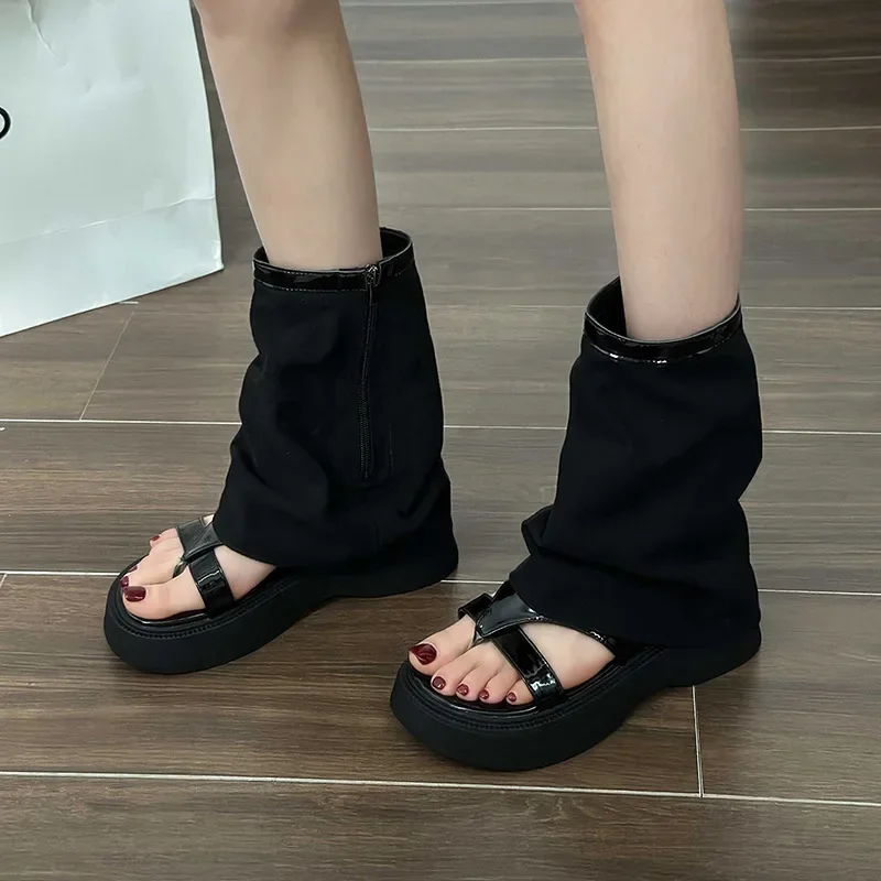 Women\'s Flip-flops Summer Sandal Boots Designer Platform Sandals Open Toe Pantaloons Boots Dark Strange Cowboy Boots for Women