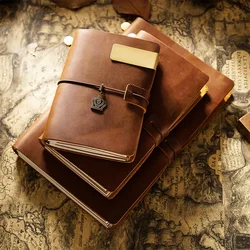 Genuine Leather Journal Tie Rope Retro Notebooks A5 Planner Line Bullet Dotted  Blank Paper Note Books Travel DIY Handmade Gift