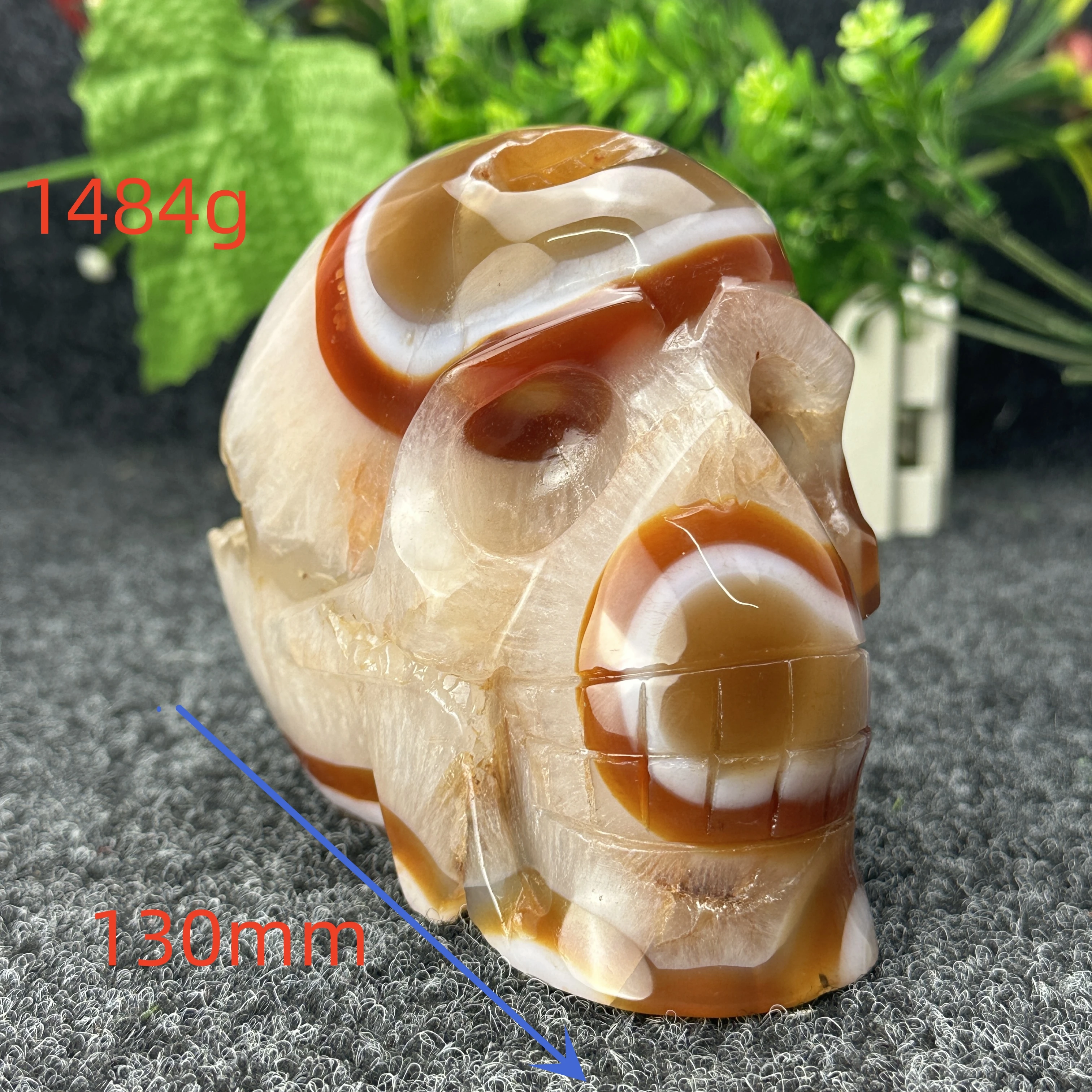 Natural Crystal Red Agate Agate Skull Carving Reiki Altar Feng Shui Healing Quartz Statue Crafts Home Decoration Halloween Gift