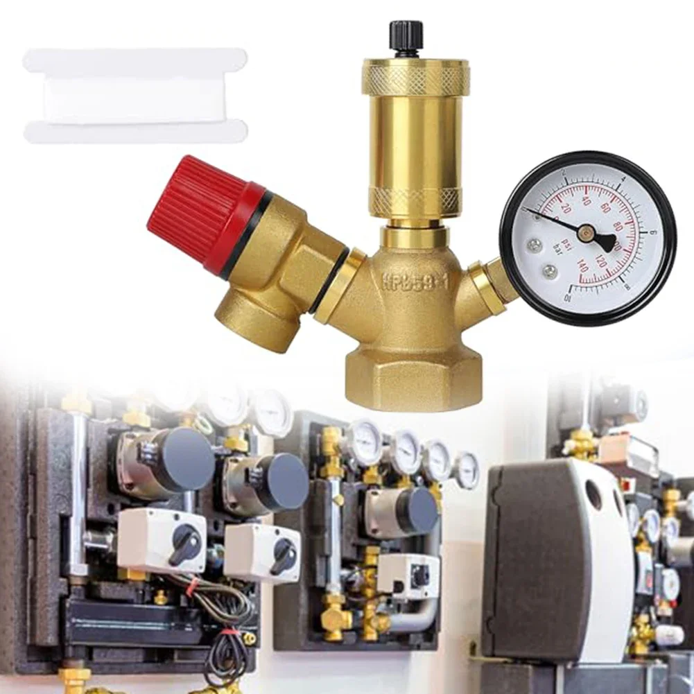 Complete Brass Boiler Safety Solution with Pressure Relief Valve for Safe Operation and Air Venting Efficiency