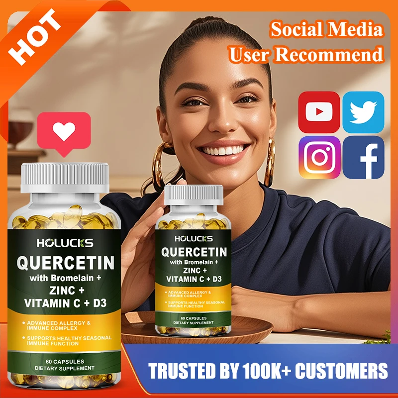 

Advanced Quercetin Vitamin C + D3 Supplement, with Bromelain, for Immunity, Skin Health & Strong Bones, Overall Vitality, Vegan