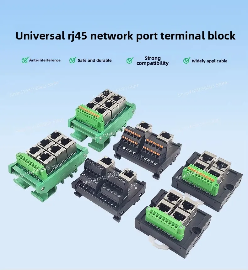 RJ45 Ethernet to 8Pin Terminal Block, RS485 Bus Hub Crystal Head Splitter