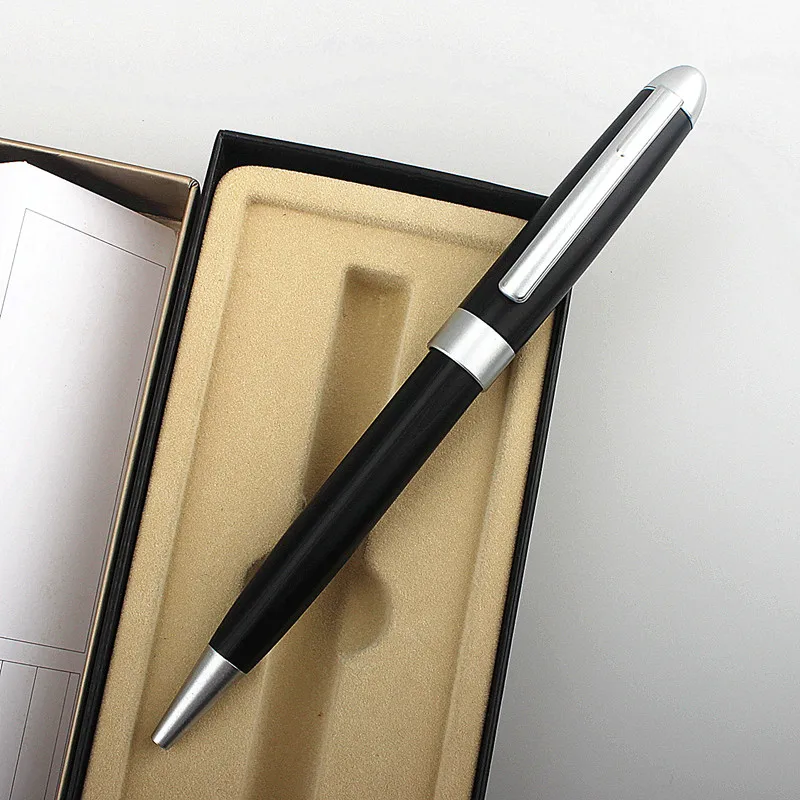 Luxury Metal 187 Ballpoint Pen matte black silver Trim Gift Writing Stationery Office School Supplies