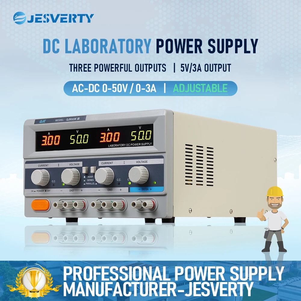 QJ5003Elll 315W Desktop Power Supply 3-Way DC Regulated 0-50V 0-3A Adjustable 3-Digit Display Current Switching Power Supply
