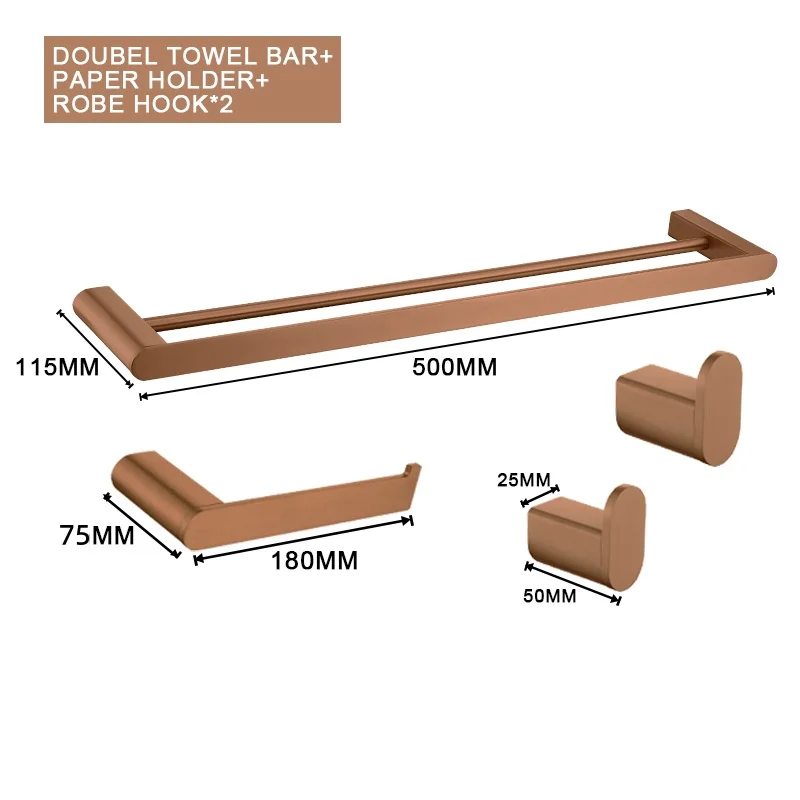 Brushed Rose Gold Towel Rack, Robe Hook,Shelves, Soap Dishes, Toilet Brushes，Paper Towel Holder Bathroom Hardware Accessories