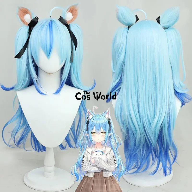 الظاهري YouTuber VTuber Hololive Yukihana Lamy أنيمي تأثيري الباروكات الألياف مقاومة للحرارة الشعر الاصطناعية + غطاء شعر مستعار