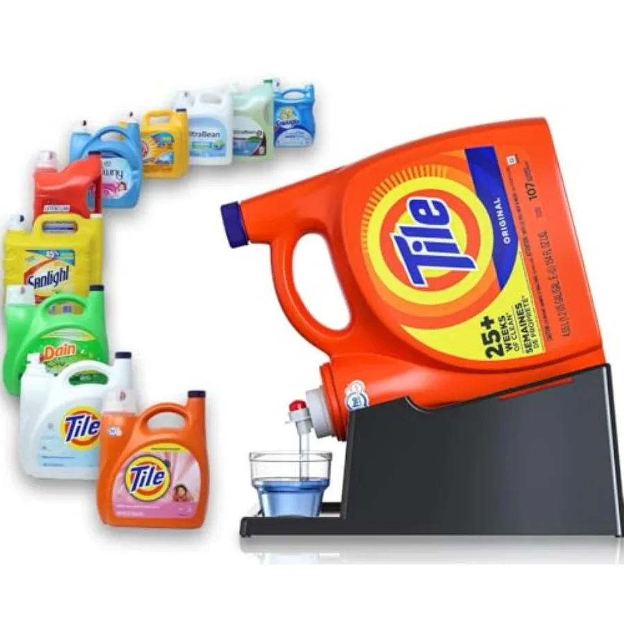 

TidyFriend 2 Pack Liquid Laundry Detergent Holder Stand with Strap, Drip Tray and Rubber Feet, Stand for Laundry Room Organizat