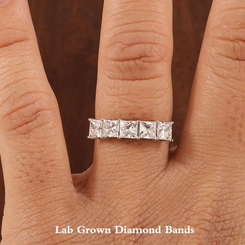 

5 Stone Princess Cut Lab Grown Diamond band 0.5Ctw-1.25Ctw DEF/VS VVS Lab grown Diamond Anniversary Bands