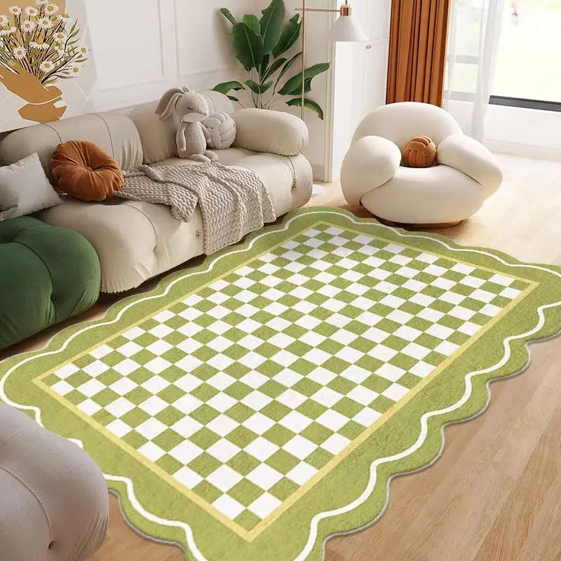 Irregular Simple Style Carpets for Living Room Green Household Decoration Non-slip Parlor Foot Mat Luxury Study Large Area Rugs