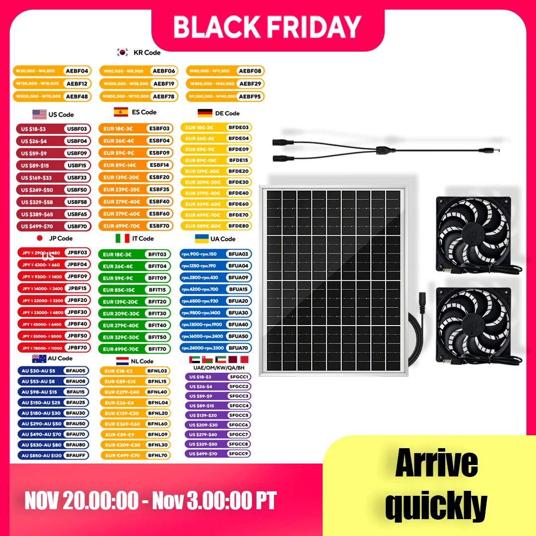 

500W Solar Panel Fan High-Efficiency with Automatic Cooling for Attic, Garage, Chicken Coop