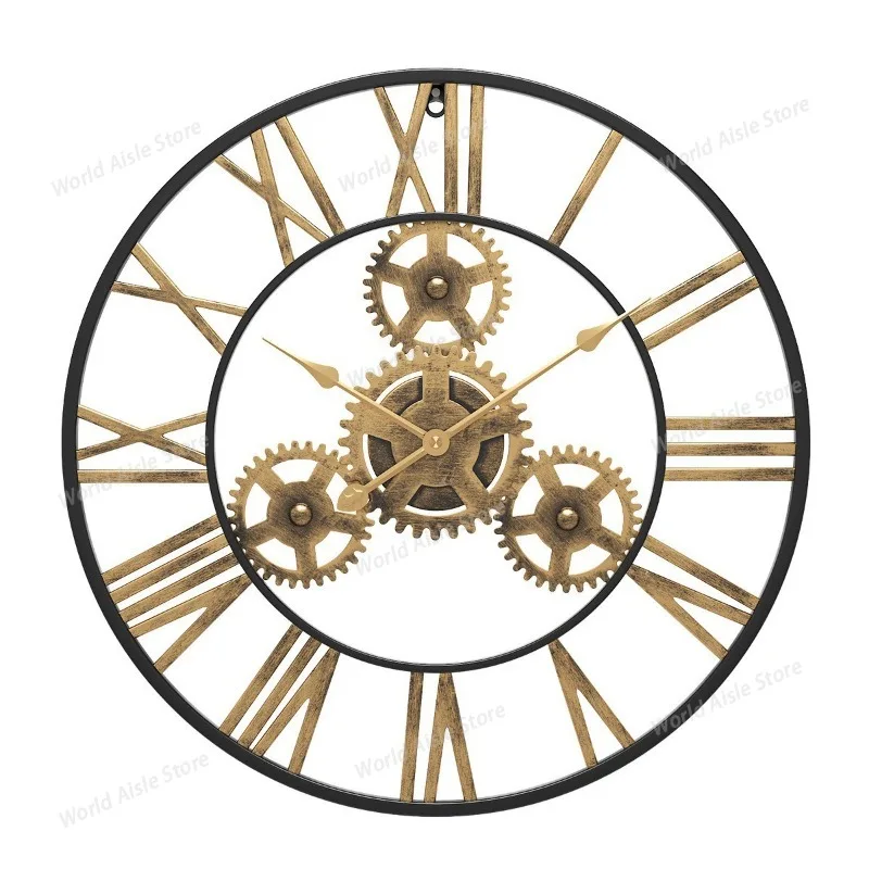 

1 Pcs 50CM Metal Gear Wall Clocks Moving Gear Clock Rustic Gear Wall Clock Industrial Decor Clock for House Warming Gifts