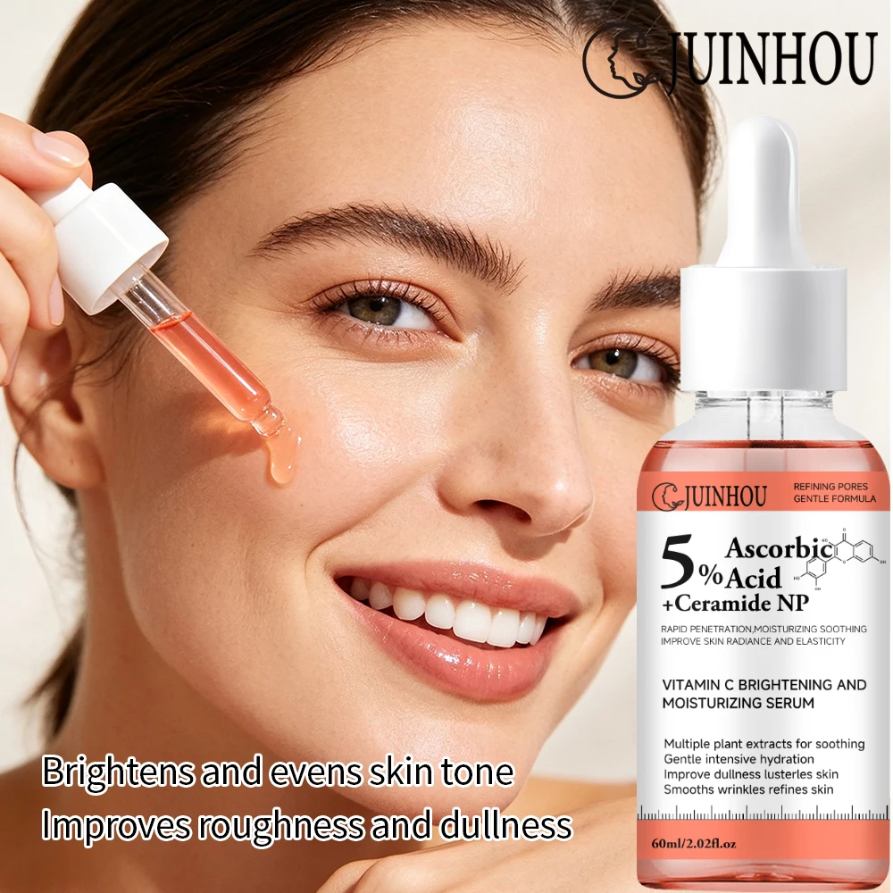 JUINHOU Vitamin C Facial Serum With Ceramide NP Anti‑Oxidant Moisturizing Skin Care For Dull Uneven Skin Tone Daily Facial Care