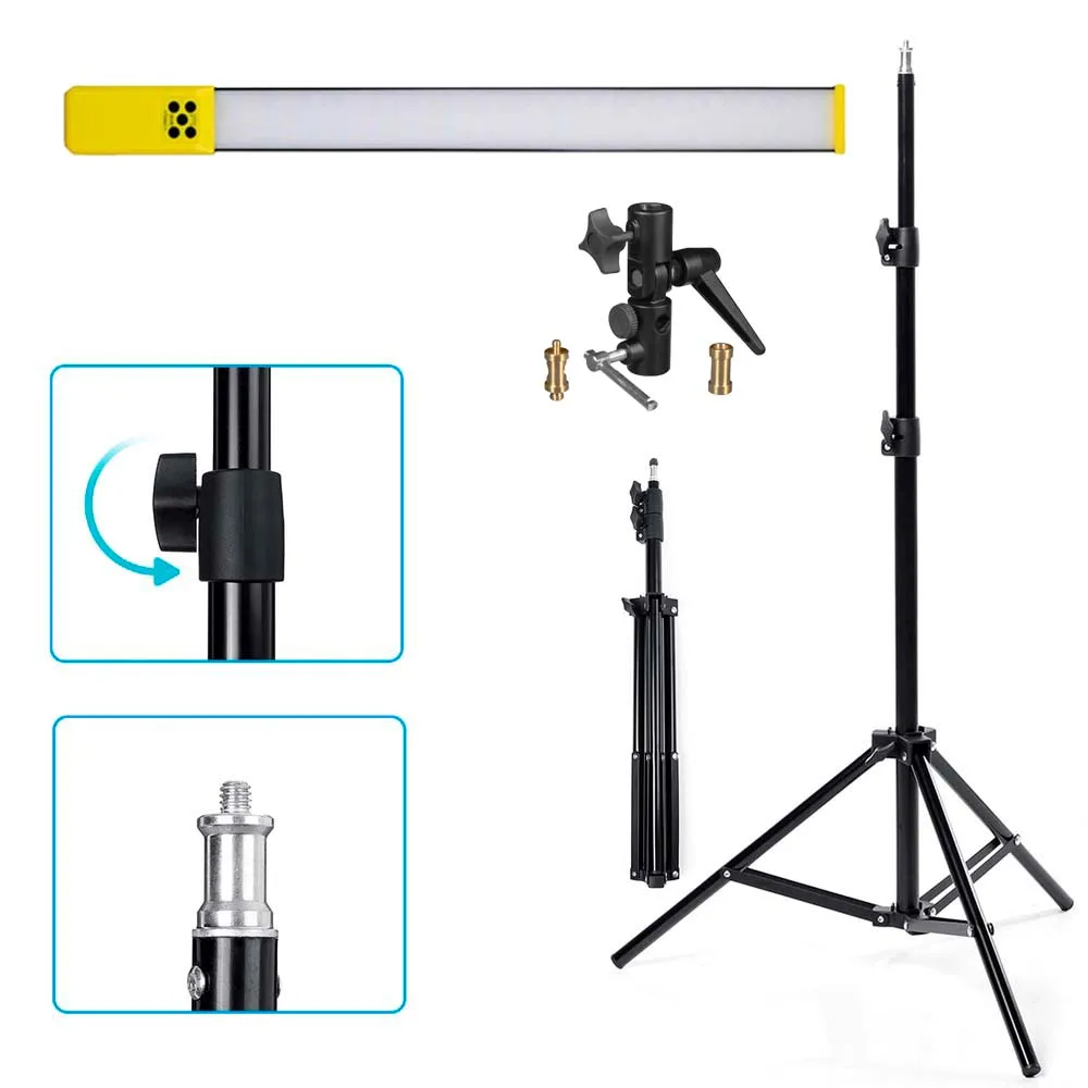 Bicolor LED Stick with Lighting Tripod and Hotshoe Holder for Angle Adjustment