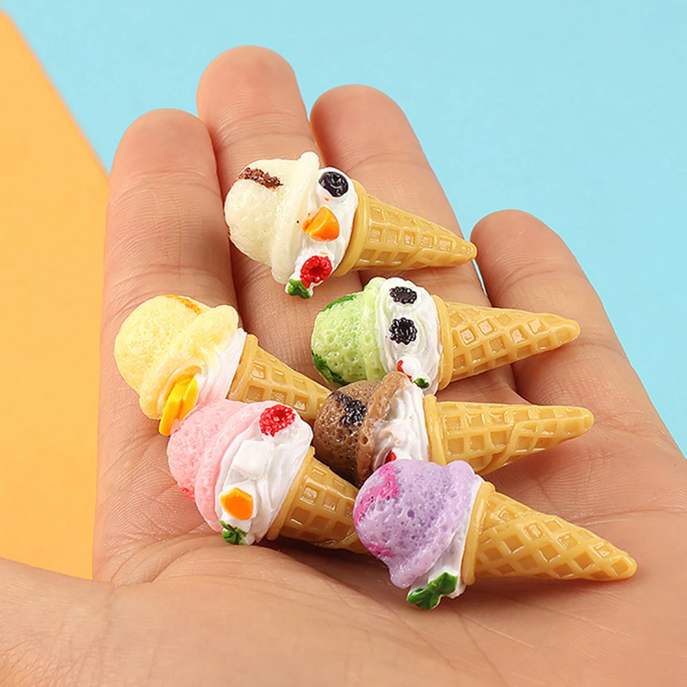 

10 Pcs Simulation Ice Cream Artificial Dessert Decoration Toy Props Model Realistic Cone Plastic