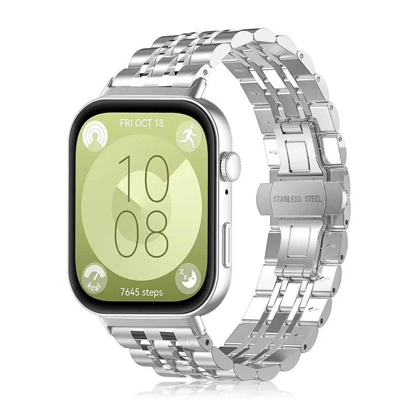 Pulseira De Metal De Aço Inoxidável Para O Relógio Huawei, Smart Watch Strap, Pulseira Acessórios, Fit 3 Pulseira