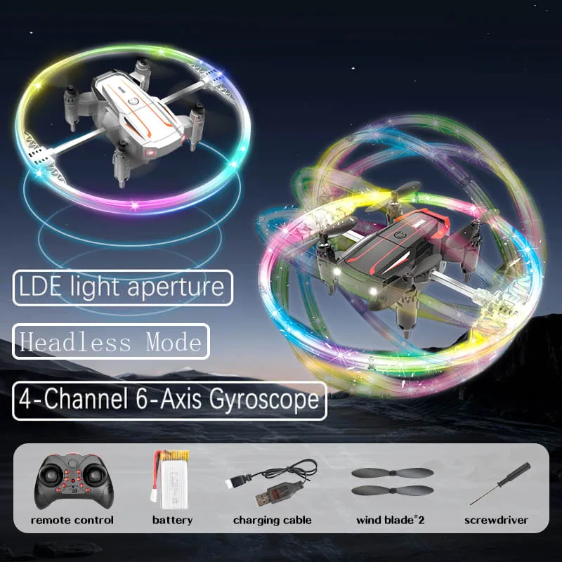 

BK2 Four Axis Remote-Controlled Aircraft with LED Light Strip Stunt Rotation 360° and Aperature Fixed Height RC Helicopter Toy