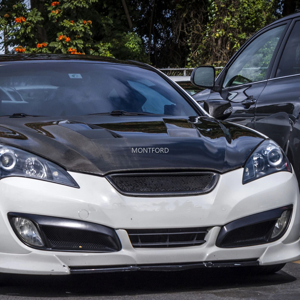 1 Grille Avant et 2 Cache Antibrouillard en Fibre de Carbone, pour Hyundai Genesis Coupé 2008, 2009, 2010, 2011, 2012