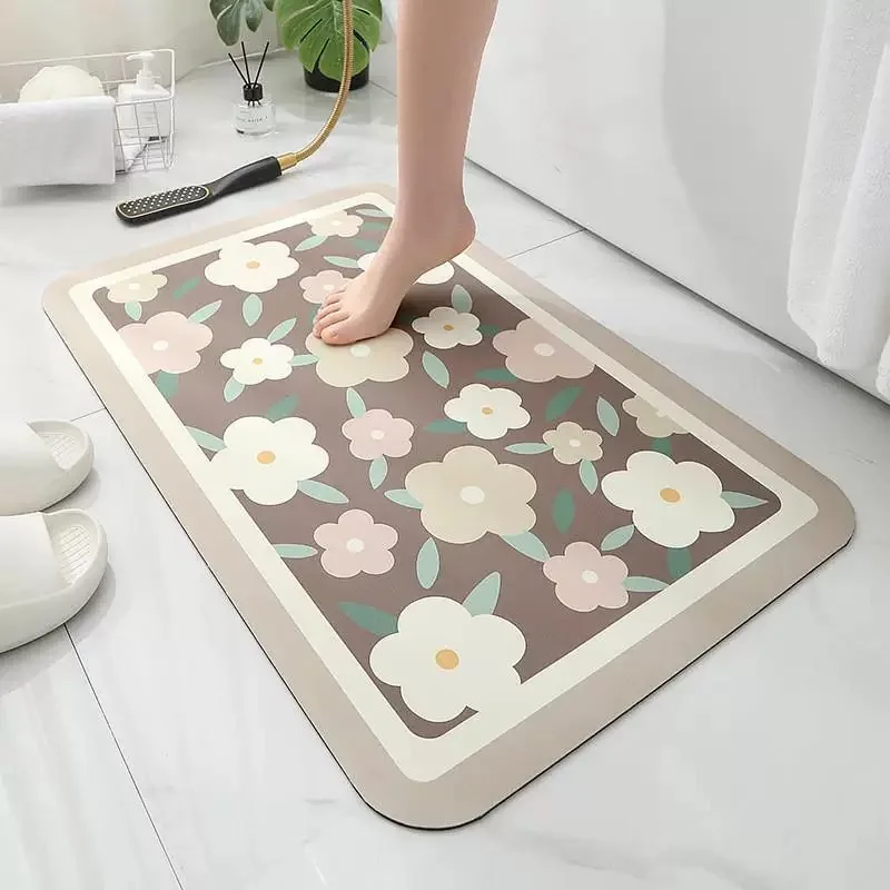 Small Fresh Soft Diatomite Floor Mat Toilet Bathroom Non-Slip Mat Bathroom Doorway Water-Absorbent Foot Mat