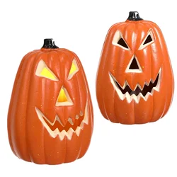 Halloween Pumpkin LED Jack-O-Lantern Pumpkin Lights Battery Operated Vintage Pumpkin Statue Haunted House Home Table Decoration