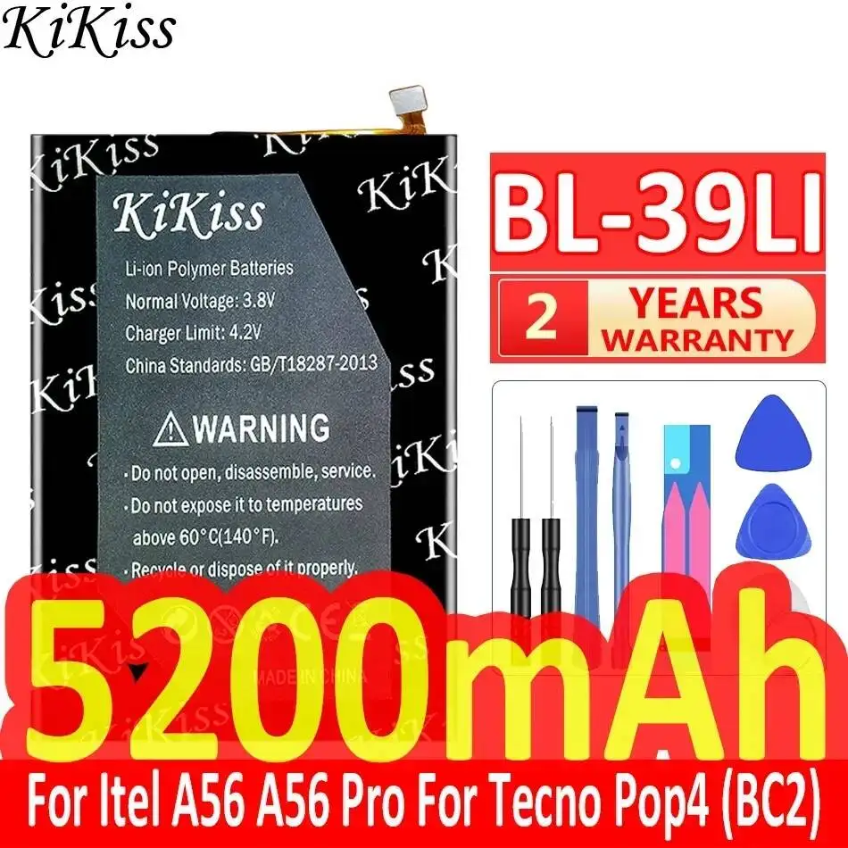 5200mAh Mobile Phone Battery For Itel A56 Pro For Tecno Pop 4 BC2 Fast Charging BL-39LI