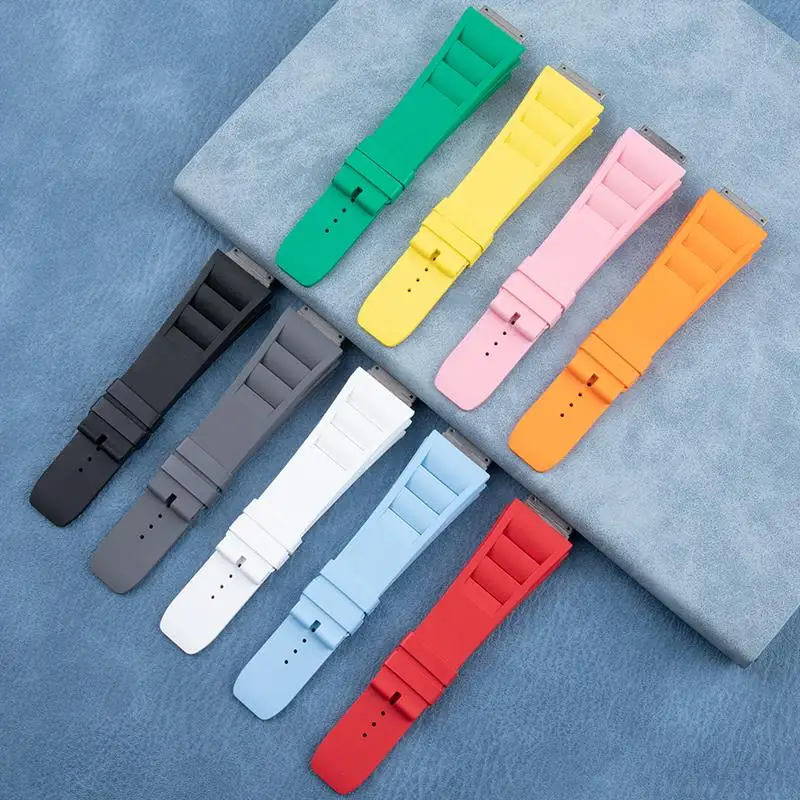 

NFR Top Grade Fluoro Rubber Watchband Bracelet For Mille Strap For Richard Wristband RM010/029 17-01 Belt Titanium Steel