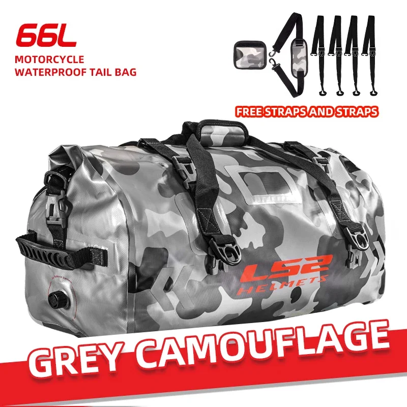 

LS2 Мотоциклетный рюкзак Водонепроницаемая мотоциклетная седельная сумка Cruiser Tail Bag Светоотражающая задняя сумка для мотоцикла 66L Большая вместимость