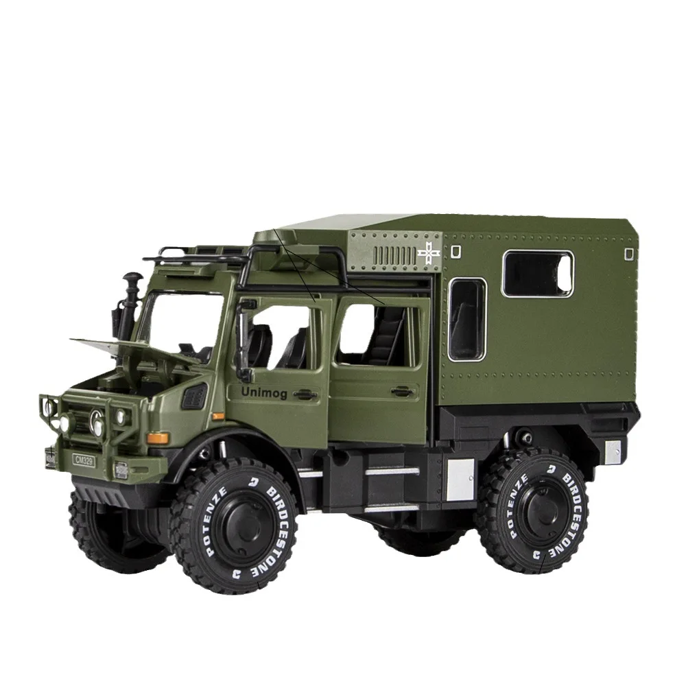 1:28 Mercedes-Benz UNIMOG Alloy Car Model Children\'s Gift Metal Car Model With Shock Absorption Off-Road Boy Toy Car A313