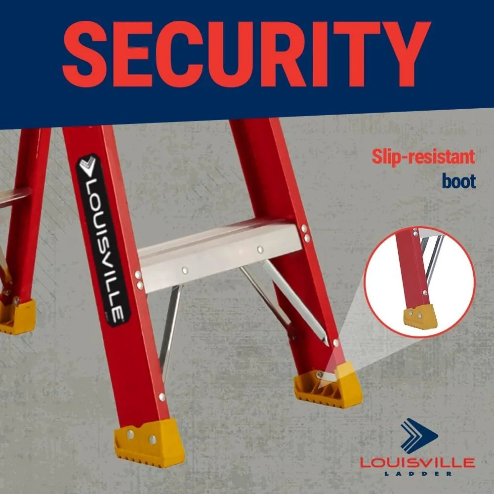 Escalera de fibra de vidrio Louisville, 4 pies, capacidad de 300 libras, tipo IA, modelo L-3016-04