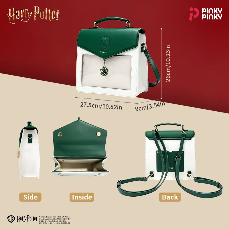 Pinky Harry Potter Backpack Hogwarts House Ita Bag Transparent Handbag for Daily Halloween Christmas Birthday Gift for Students