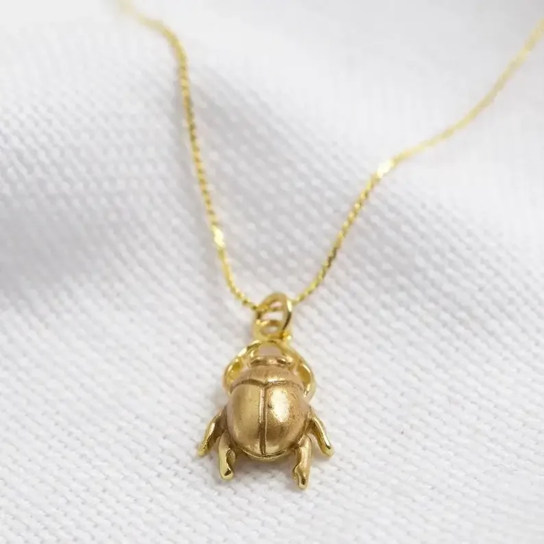 Gothic Scarab Beetle Pendants Necklace Egyptian Insect Charms Amulet Protection Viking Jewelry for Women Men Fashion