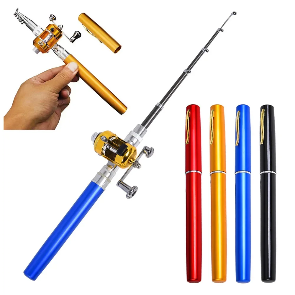 Mini Telescopic Fishing Rod Portable Pocket Fishing Pole 1/1.2/1.4/1.6M Pen Shape Folded Fishing Rod Without Reels Wheel