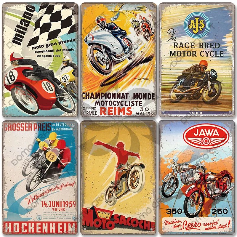 

Motorcycle Vintage Poster Metal Plate Cafe Racer Festival Race Bred Motorcycle Metal Tin Signs Wall Decor Riders Club Man Cave