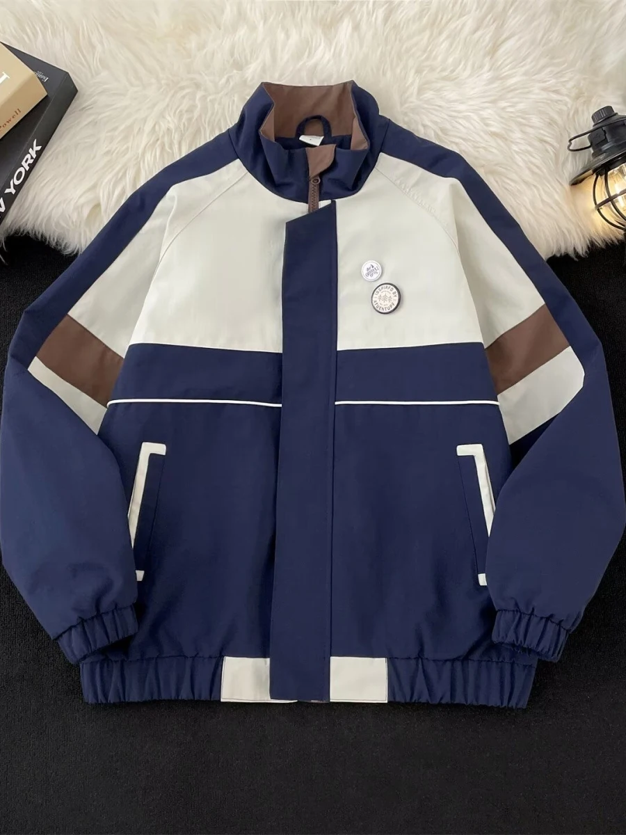 

Мужская свободная бейсбольная куртка-бомбер для весны и осени, повседневная верхняя одежда в стиле Гонконг, свободный крой, корейский тренд