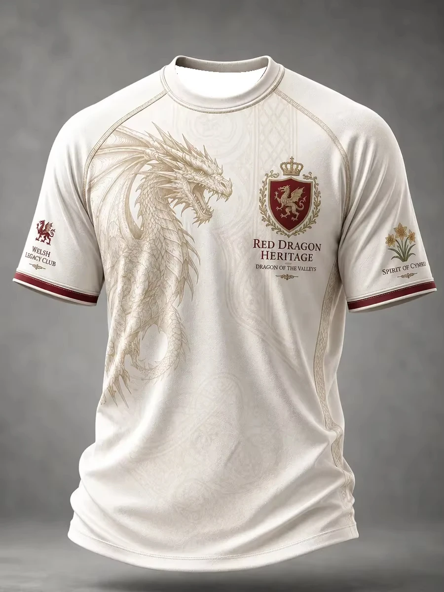 2026/27 Summer New Style Men's Welsh Football Training Shirt 3D Printed Embroidery Breathable Family Version T-Shirt Top Kids