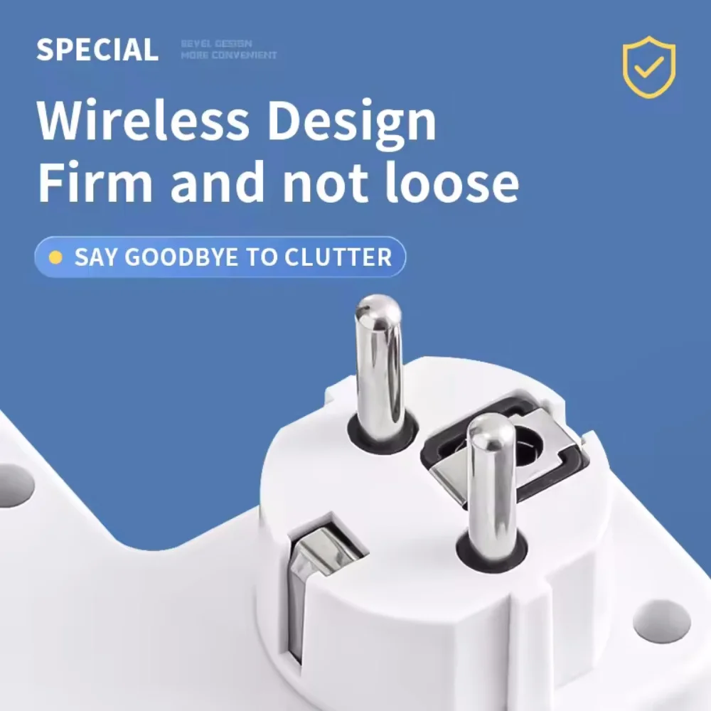 Listwa zasilająca EU z wtyczką AC, montowana na ścianie, z niezależnymi włącznikami, gniazda wielogniazdowe, filtr sieciowy z ładowaniem USB, adapter z filtrem sieciowym. — zdjęcie produktu 2