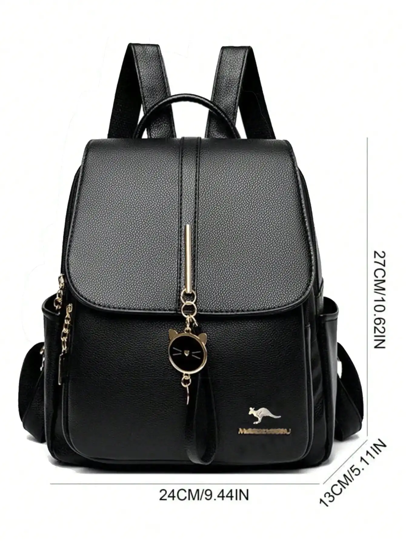 2024 Retro Preppy Rucksack – großes Fassungsvermögen, Doppelreißverschluss, tierische Metallschnalle, für Jugendliche/Studenten/weiße Kragen