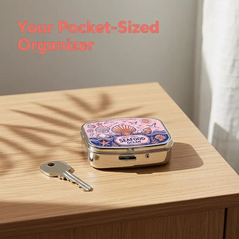 Hoyytu Retro Style Sardines Metal Pill Box 2 Compartment Cute Fish Design Portable Small Pill Organizer for Daily Carry Travel