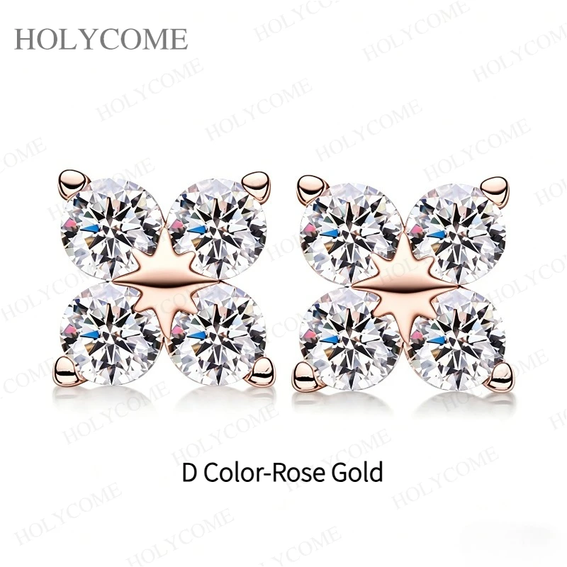 925 Silber 4-Krappen-Set Moissanit-Ohrringe Runder Schliff D-Farbe GRA-Zertifiziert Mehrfarbiger Edel-Schmuck Tägliches Tragen für Frauen – Detail 36