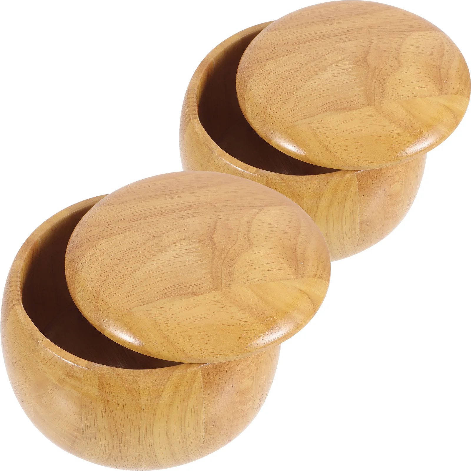 

2pcs Solid Chess Pieces Pot Large Storage Container For Black White Stones Durable Wooden Bowl Lidded Chess Jar Pieces