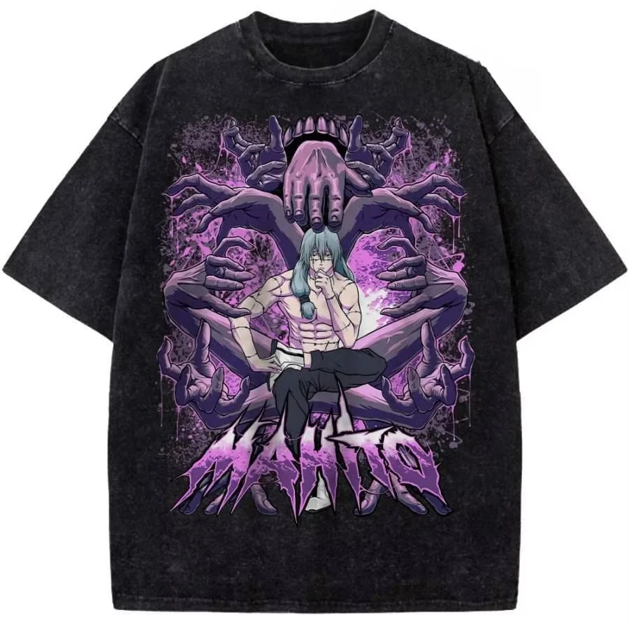 2026 Jujutsu Kaisen Mahito Graphic Printed T-shirt Men's and Women's Washed T-shirt High Quality Vintage Cotton T-shirt Tops