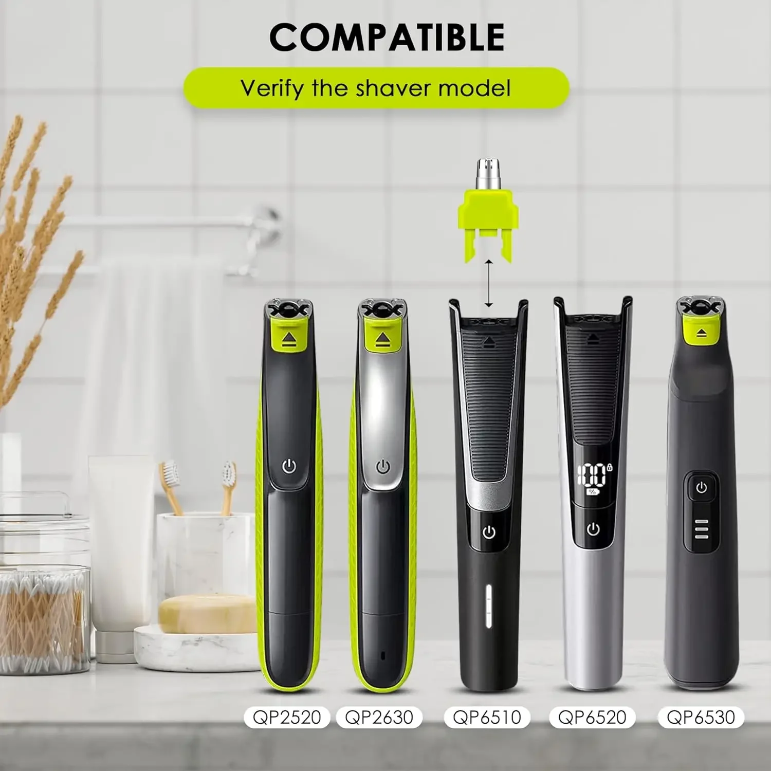 شفرات بديلة لتشذيب شعر الأنف لماكينة الحلاقة الكهربائية الهجينة من فيليبس OneBlade QP2520 QP2630 QP6510 QP6520 QP6530
