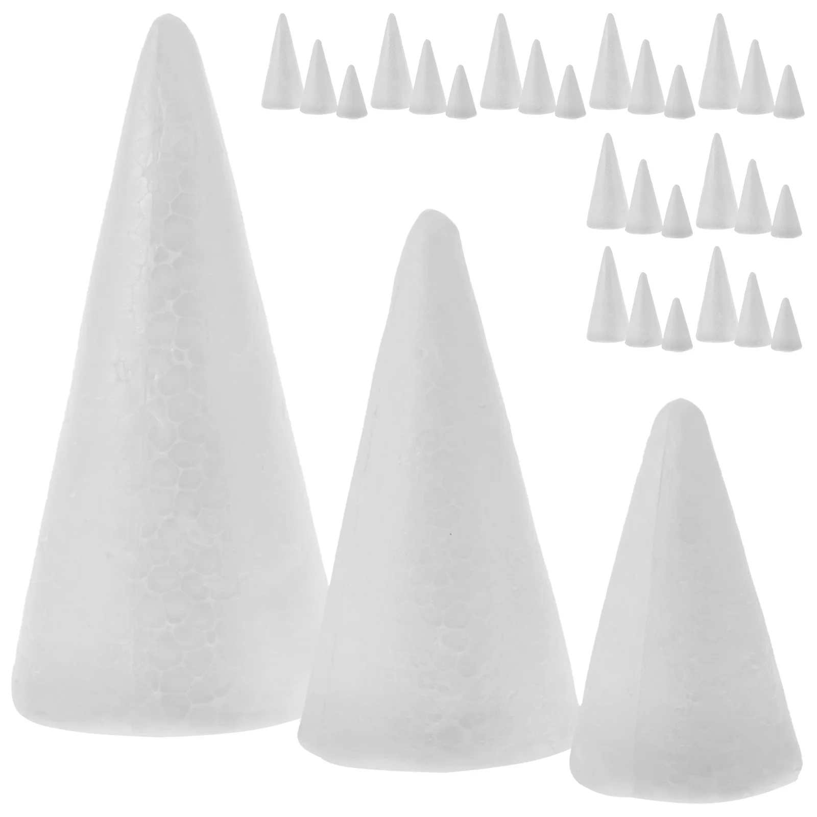 

30Pcs White Polystyrene Cone DIY Craft Supplies Xmas Tree Decoration Kids Craft Project Accessories White Cone