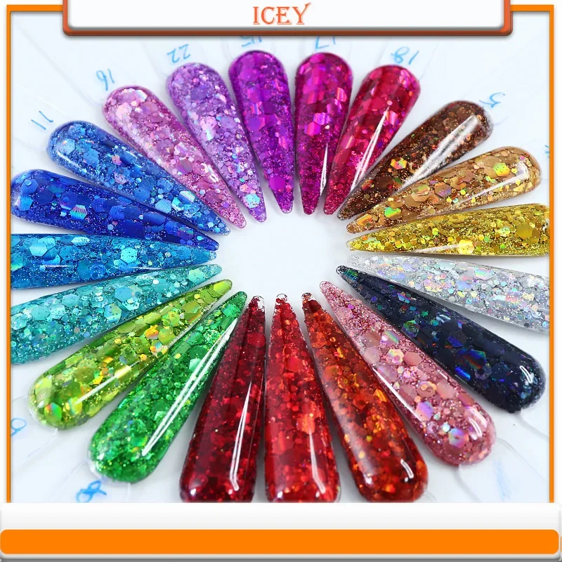 Flash Laser Glitter Esmalte, Misturado com Tamanho, Cebola Dourada Em Pó, Handmade DIY, Fluxo de Enchimento de Cânhamo, Gotejamento Cola, 50g, Explosivo