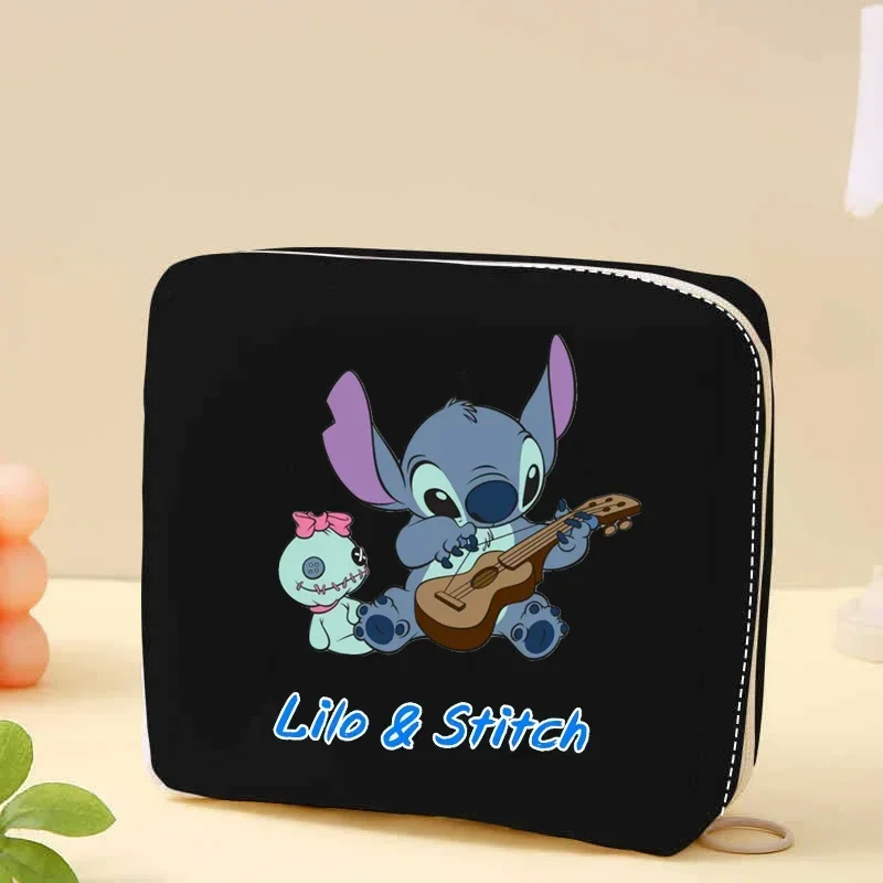 Disney Stitch pembalut wanita tas penyimpanan kartun Anime Lilo & Stitch Mini kreatif modis kanvas kosmetik untuk wanita hadiah