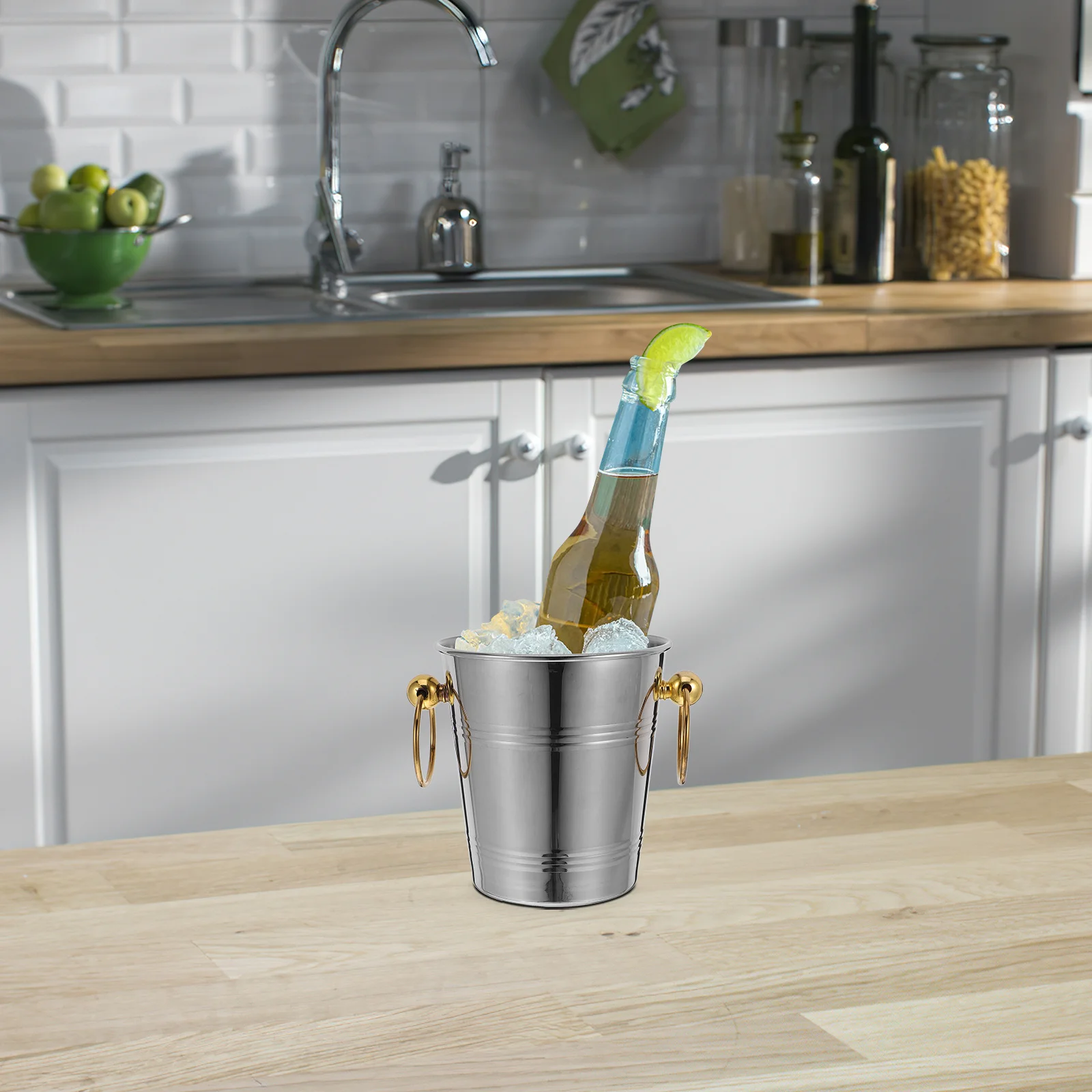 

Bucket Stainless Steel Large Capacity Ice Cooling Bottle Bucket Beer Wine Cooling Bar Party Ktv Use Metal Ice Container